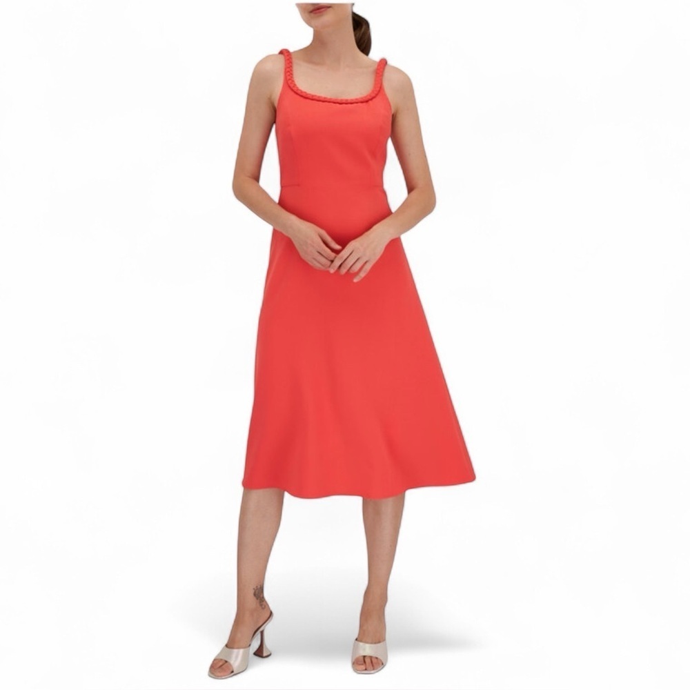 Sachin + Babi Coral Stretch Crepe Midi Dress with Braided Design